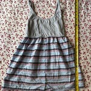 y2k mossimo grey and blue striped babydoll top